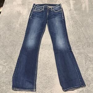 Silver Jeans Womens 28 x33 (32x32.5) Suki Bootcut Dark Wash Contrast Stitch